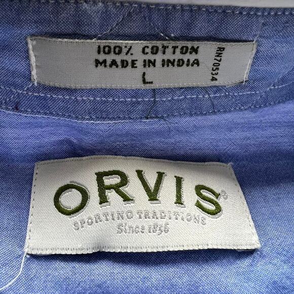 Orvis color block blue white striped button down men’s shirt size large - Picture 6 of 6